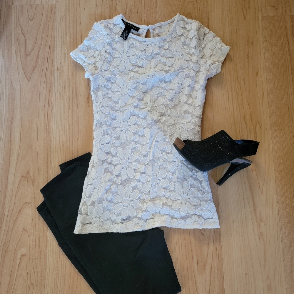 INC white lacey top. Size XS